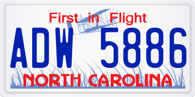 NC license plate ADW5886