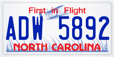 NC license plate ADW5892