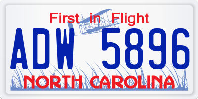 NC license plate ADW5896