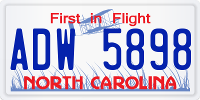 NC license plate ADW5898