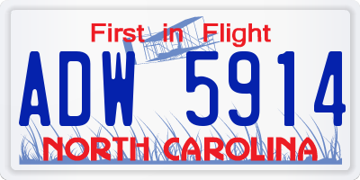NC license plate ADW5914