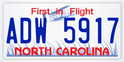 NC license plate ADW5917
