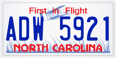 NC license plate ADW5921