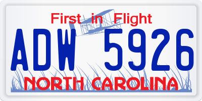 NC license plate ADW5926