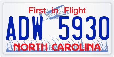 NC license plate ADW5930