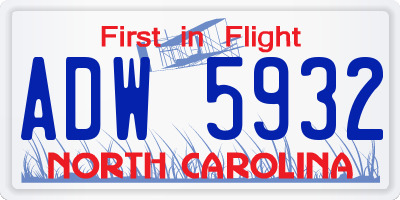 NC license plate ADW5932