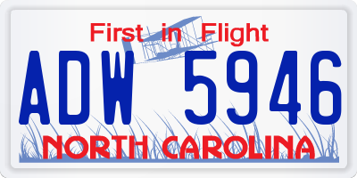 NC license plate ADW5946