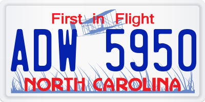 NC license plate ADW5950
