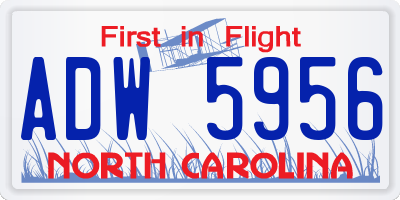 NC license plate ADW5956