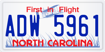 NC license plate ADW5961