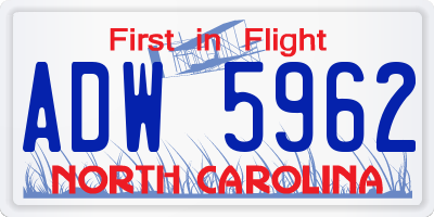 NC license plate ADW5962
