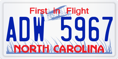 NC license plate ADW5967