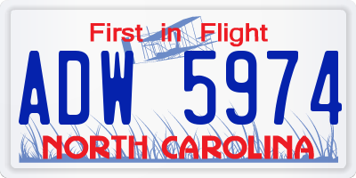 NC license plate ADW5974