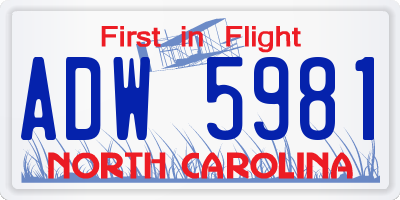 NC license plate ADW5981