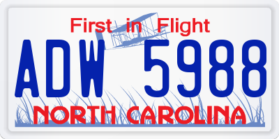 NC license plate ADW5988