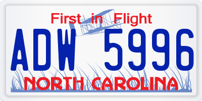 NC license plate ADW5996
