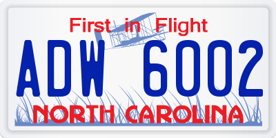 NC license plate ADW6002