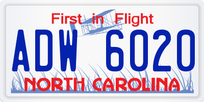 NC license plate ADW6020