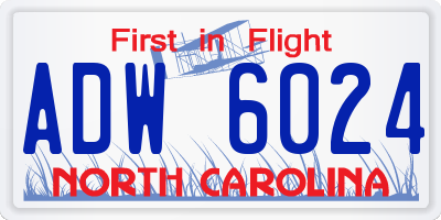 NC license plate ADW6024
