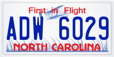 NC license plate ADW6029