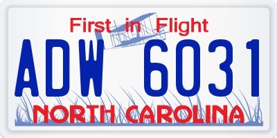 NC license plate ADW6031
