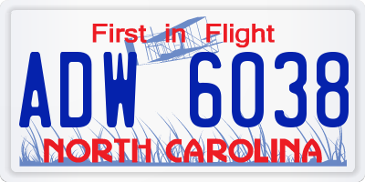 NC license plate ADW6038