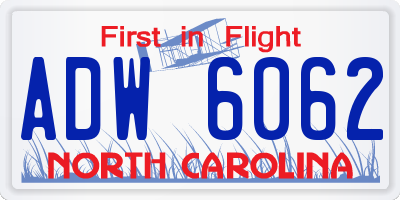 NC license plate ADW6062