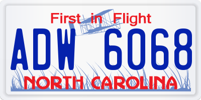 NC license plate ADW6068
