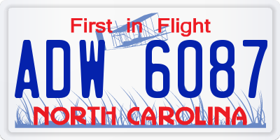 NC license plate ADW6087