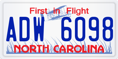 NC license plate ADW6098