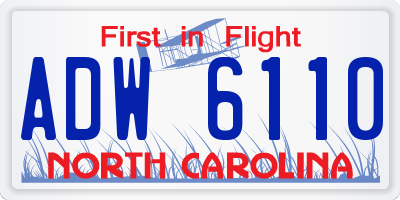 NC license plate ADW6110