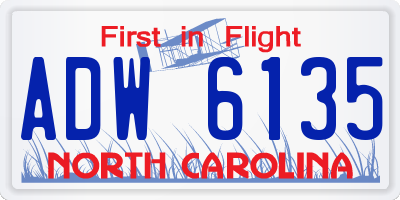 NC license plate ADW6135