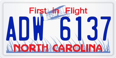 NC license plate ADW6137
