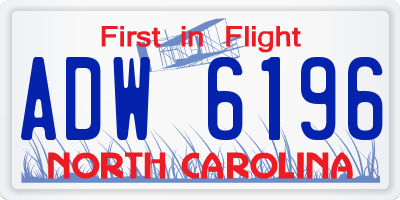 NC license plate ADW6196