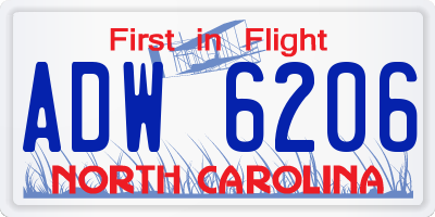 NC license plate ADW6206