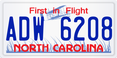 NC license plate ADW6208