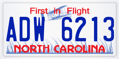 NC license plate ADW6213