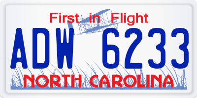 NC license plate ADW6233