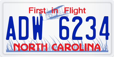 NC license plate ADW6234