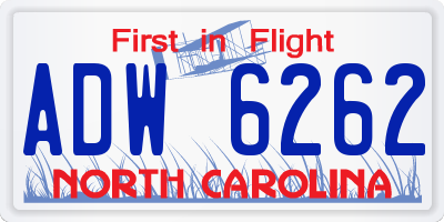 NC license plate ADW6262