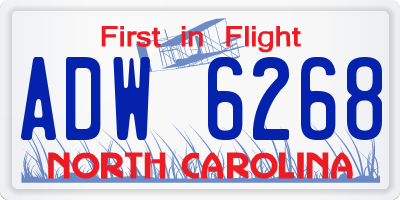 NC license plate ADW6268