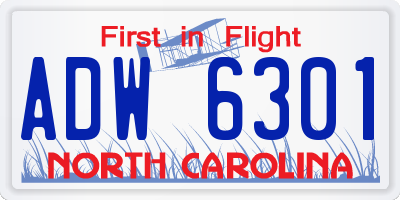 NC license plate ADW6301