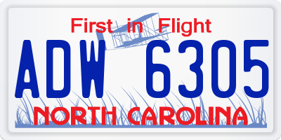 NC license plate ADW6305