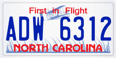 NC license plate ADW6312