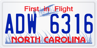 NC license plate ADW6316