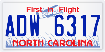NC license plate ADW6317