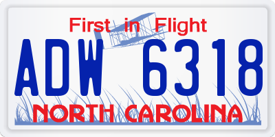 NC license plate ADW6318