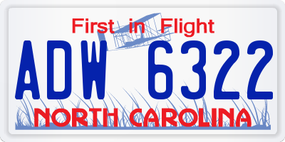 NC license plate ADW6322
