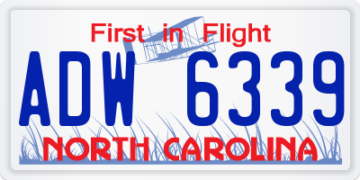 NC license plate ADW6339