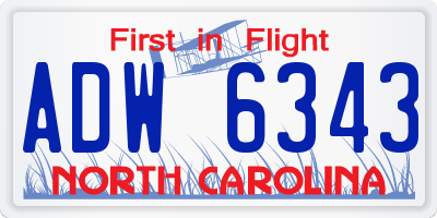 NC license plate ADW6343